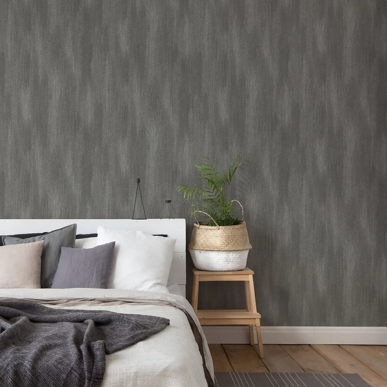 Grandeco Fabric Plain Charcoal Textured Matt Wallpaper 6 Grandeco Fabric Plain Charcoal Textured Matt Wallpaper - Image 4