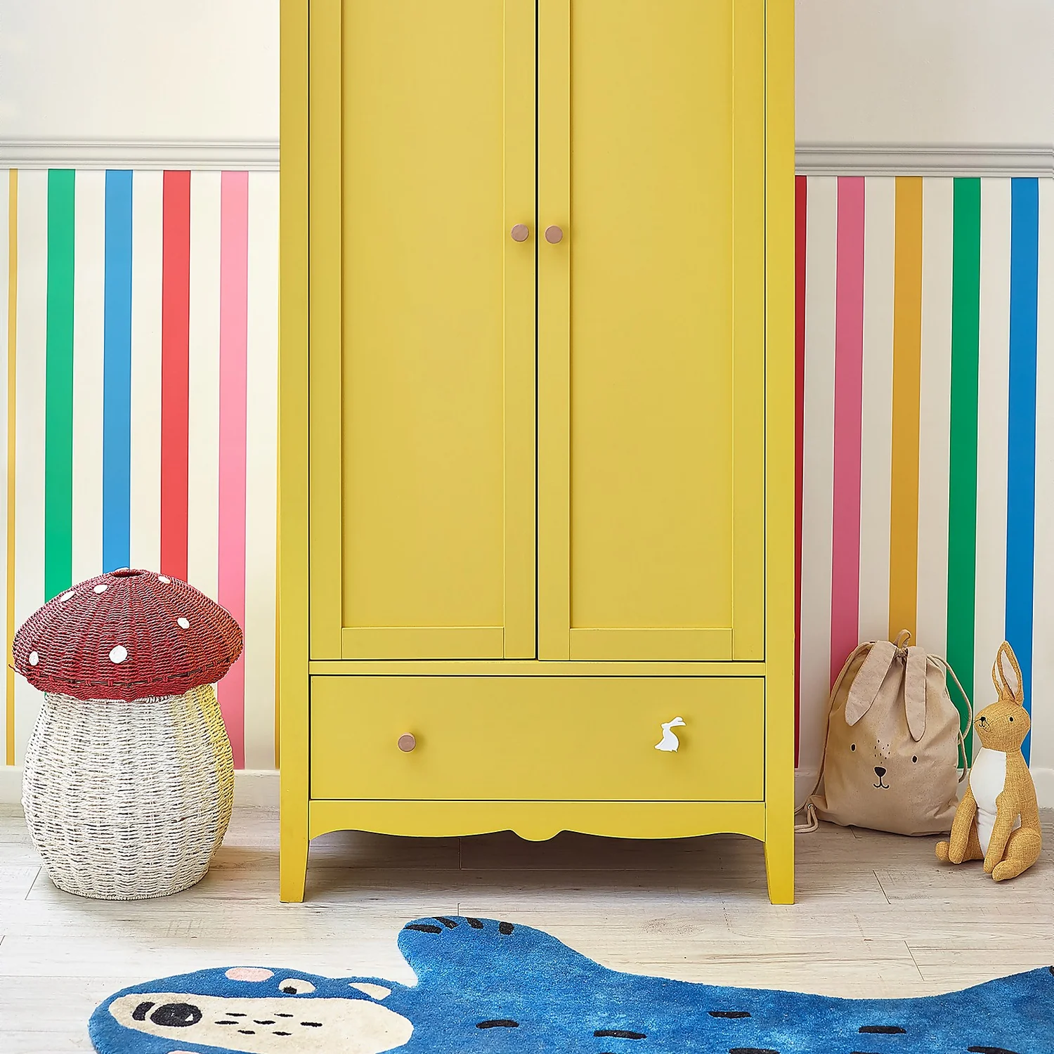 Joules Kids Country Critters Chunky Stripe White And Rainbow Wallpaper 4 Joules Kids Country Critters Chunky Stripe White And Rainbow Wallpaper - Image 2