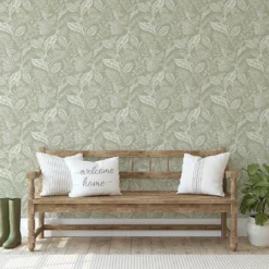 Fresco Artisan Leaf Sage Wallpaper -Home Improvement 13991878 9395003725156149
