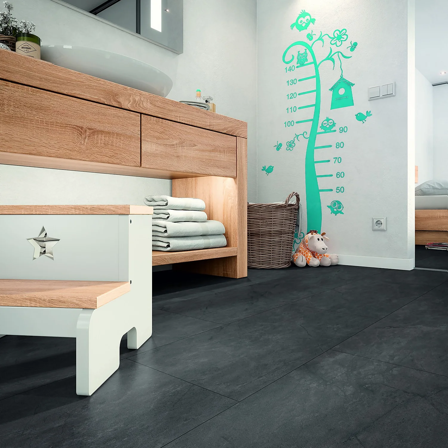 EGGER HOME Anthracite Slate Tile 8mm Aqua+ Laminate Flooring 3 EGGER HOME Anthracite Slate Tile 8mm Aqua+ Laminate Flooring