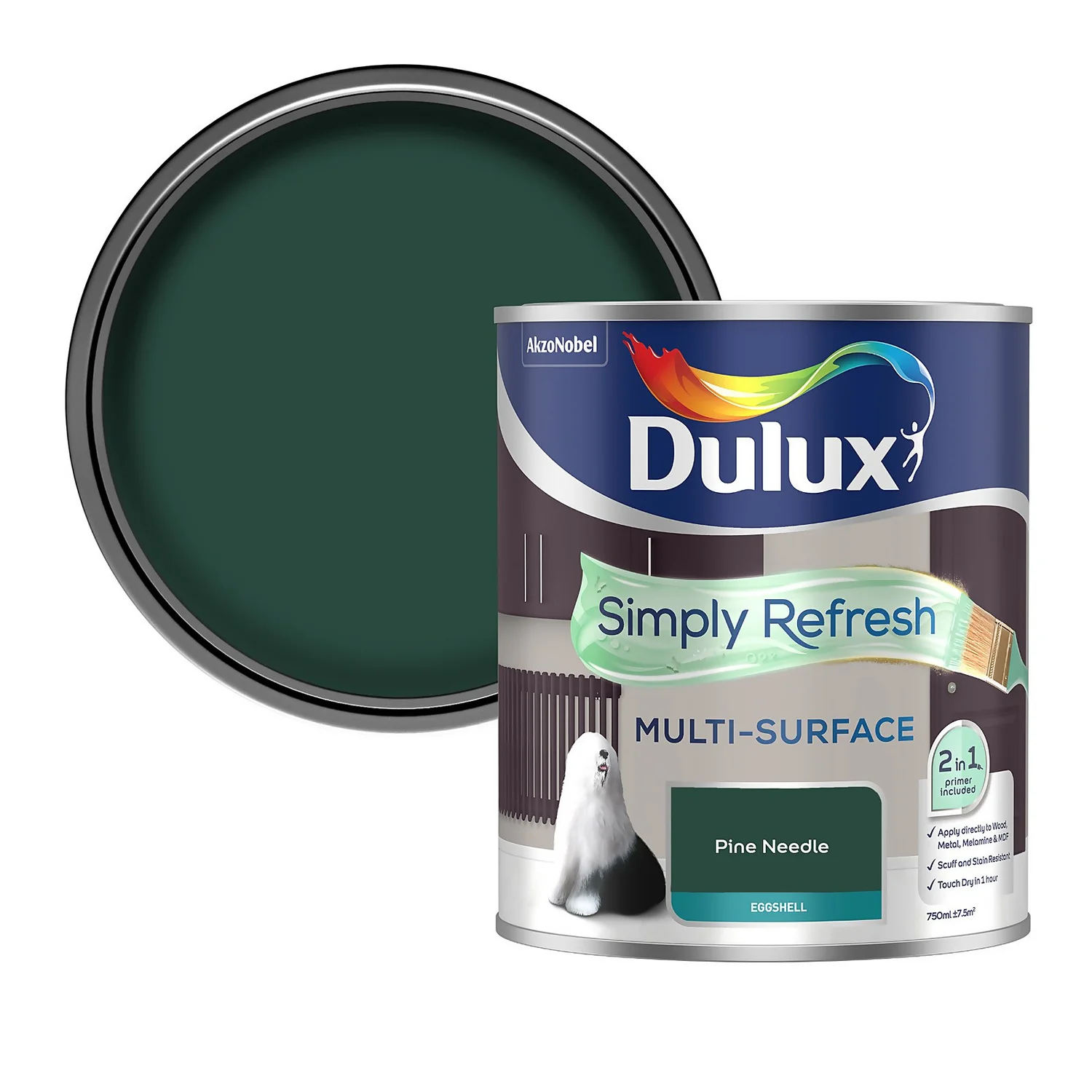 Dulux Simply Refresh Multi Surface Eggshell Paint Pine Needle - 750ml 3 Dulux Simply Refresh Multi Surface Eggshell Paint Pine Needle - 750ml
