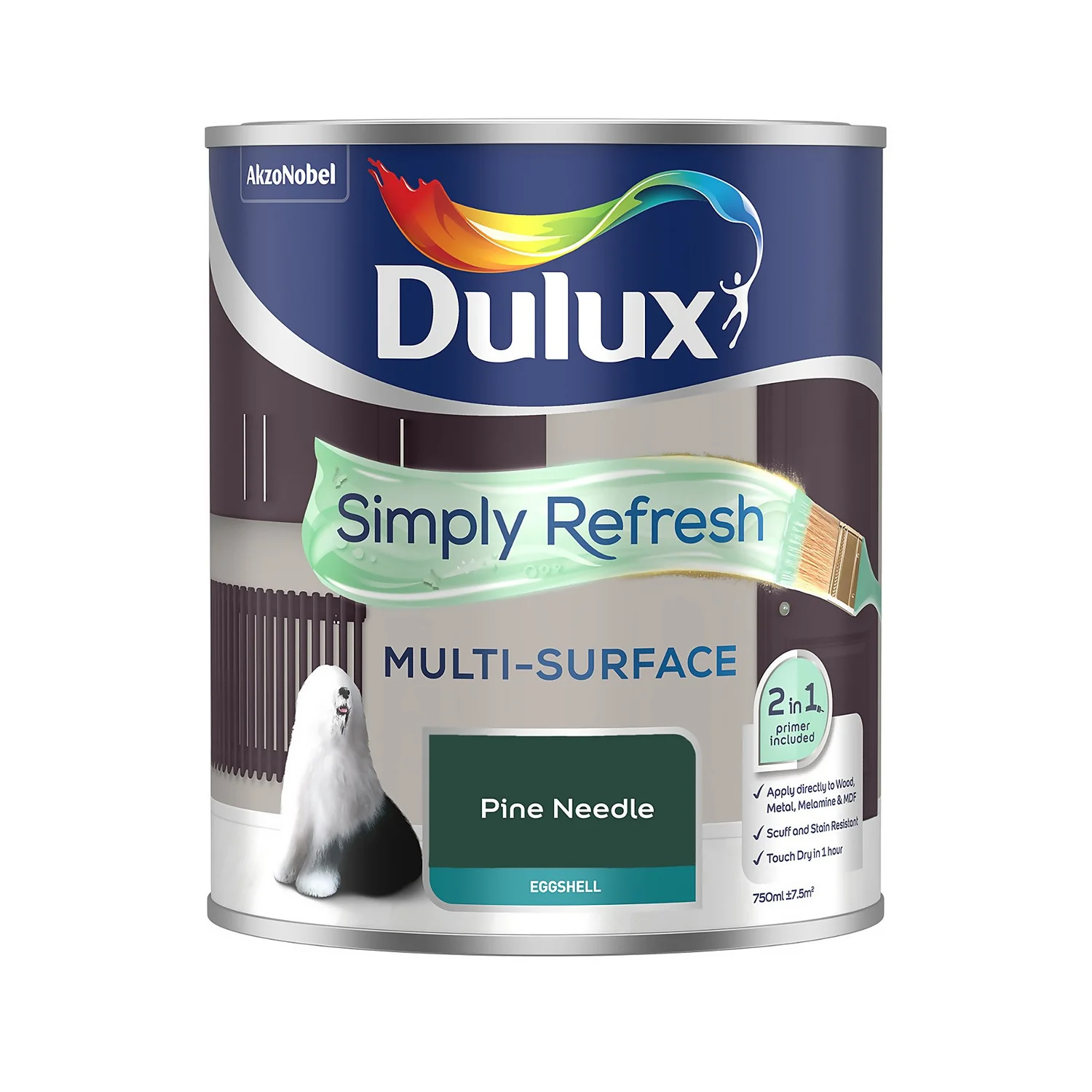 Dulux Simply Refresh Multi Surface Eggshell Paint Pine Needle - 750ml 5 Dulux Simply Refresh Multi Surface Eggshell Paint Pine Needle - 750ml - Image 3